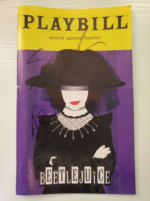 playbill for beetlejuice on broadway with art of lydia